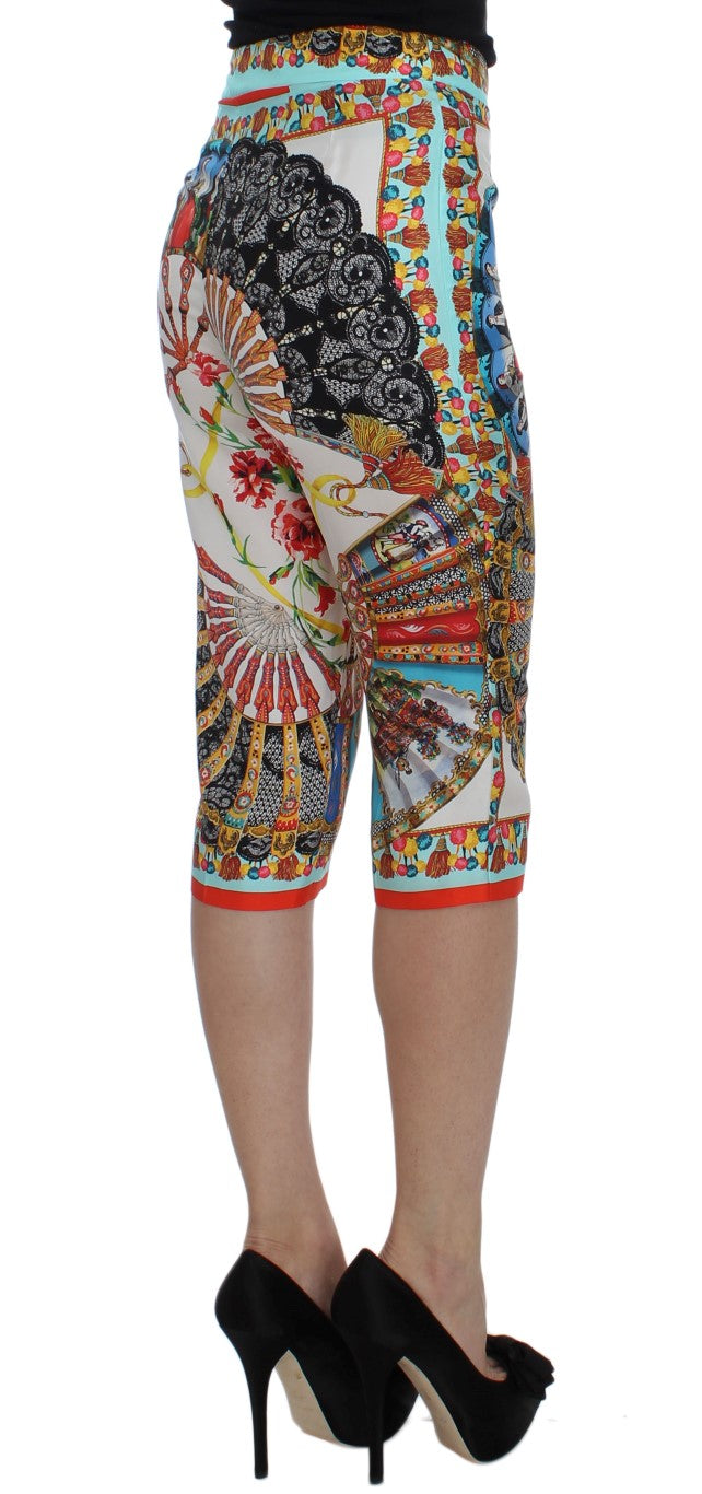 Dolce & Gabbana Multicolor Majolica Sicily Silk Pants