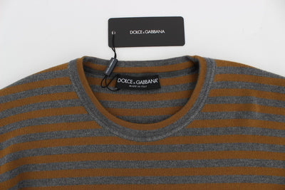 Dolce & Gabbana Oversized Gray Yellow Striped Sweater Top