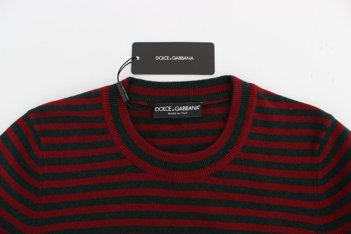 Dolce & Gabbana Red Gray Cashmere Short Sleeve Sweater