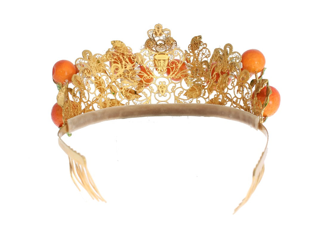 Dolce & Gabbana Multicolor Brass Crystal Sicily Orange Tiara