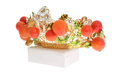 Dolce & Gabbana Multicolor Brass Crystal Sicily Orange Tiara
