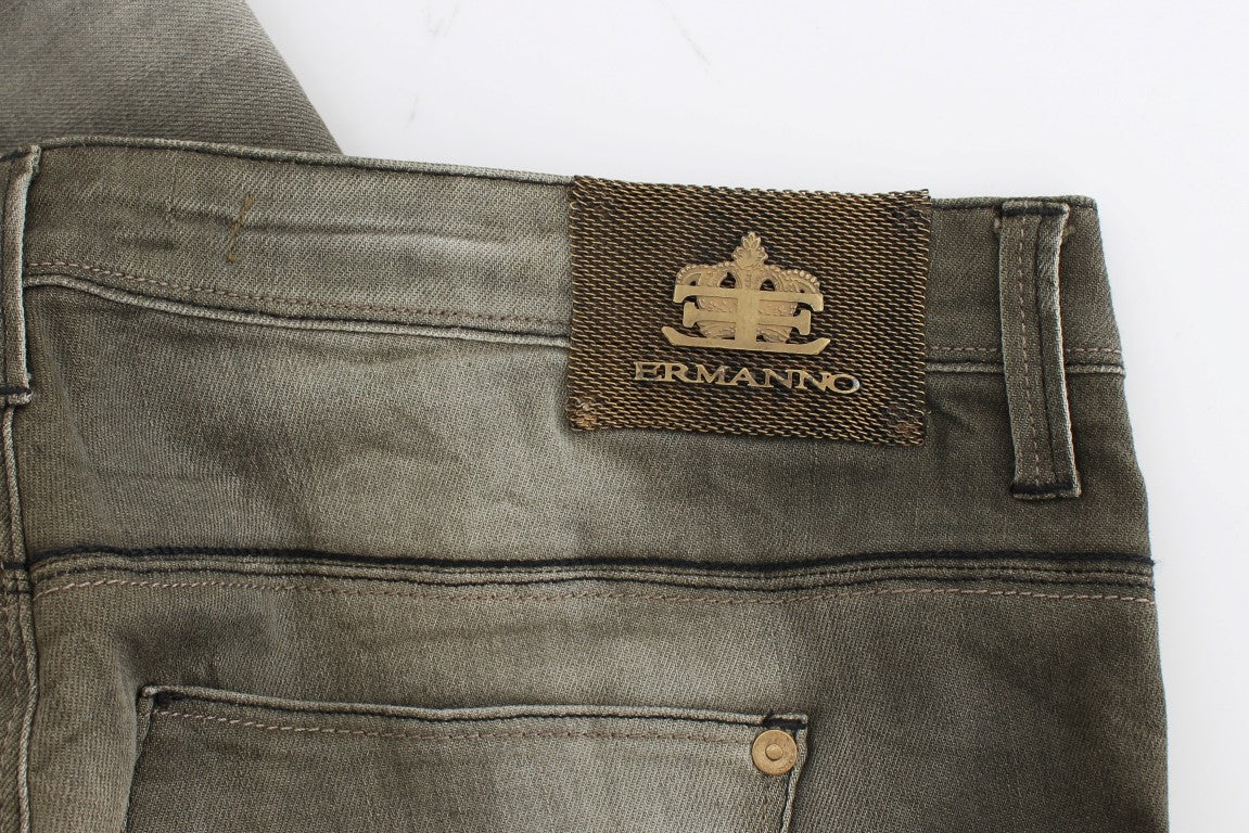 Ermanno Scervino Gray Cotton Blend Loose Fit Boyfriend Jeans