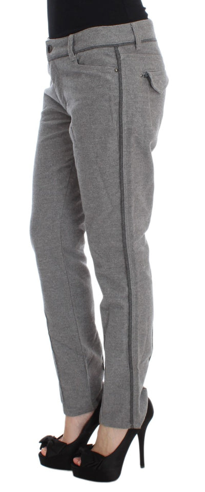 Ermanno Scervino Gray Cotton Straight Fit Casual Pants