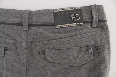 Ermanno Scervino Gray Cotton Straight Fit Casual Pants