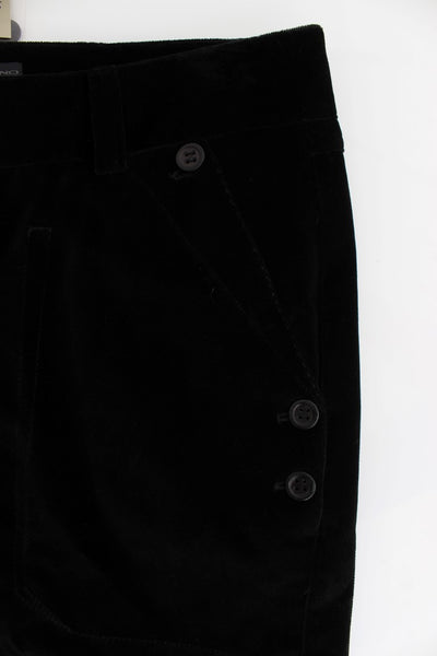 Ermanno Scervino Black Velvet Cotton Straight Legs Pants