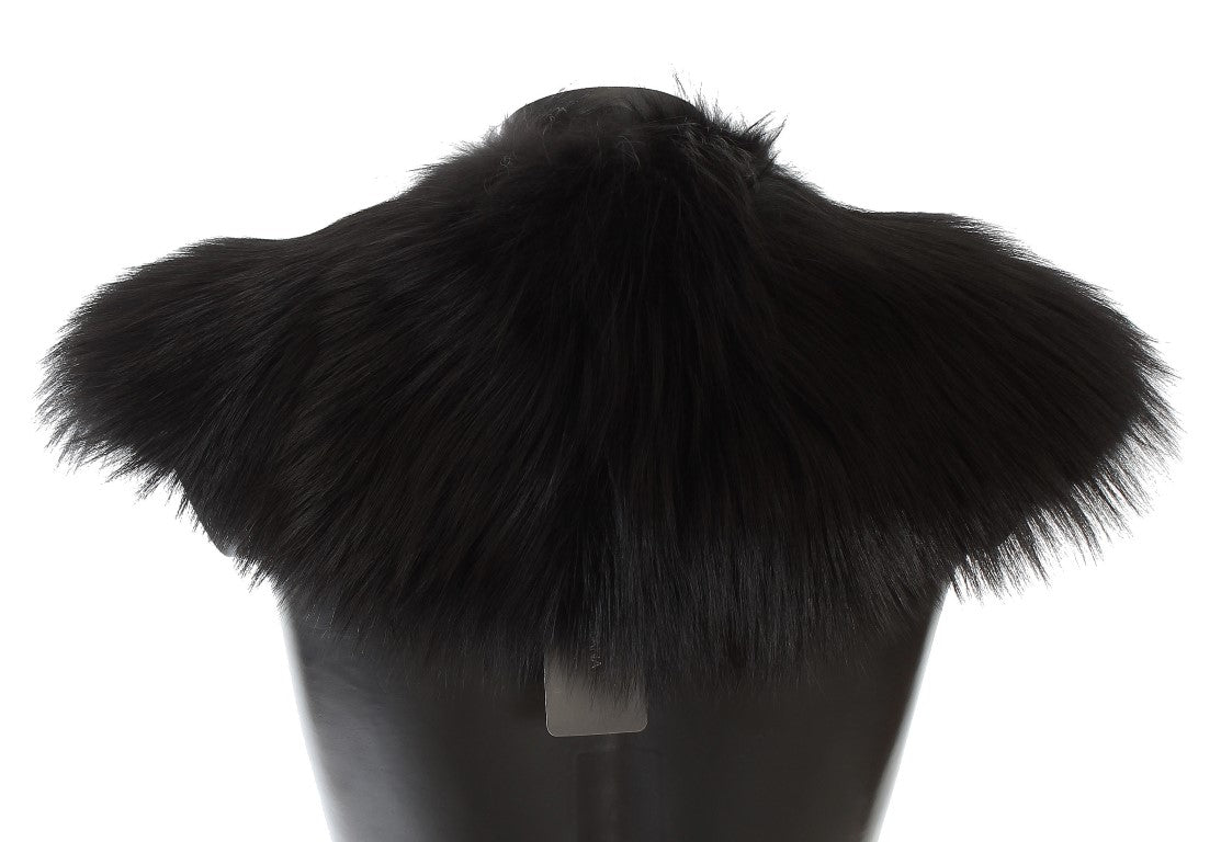 Dolce & Gabbana Black Fox Fur Collar Scarf