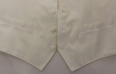 Dolce & Gabbana White Cotton Silk Blend Dress Vest Blazer