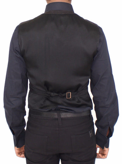 Dolce & Gabbana Black Flax Cotton Dress Vest Blazer