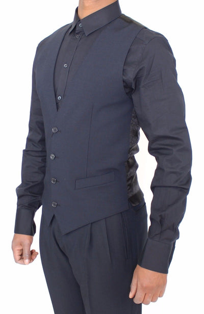 Dolce & Gabbana Blue Wool Formal Dress Vest Gilet