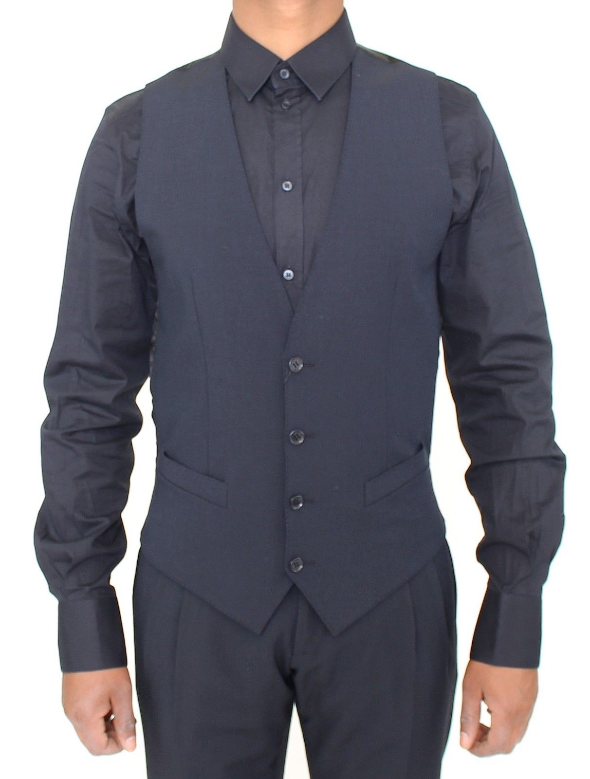 Dolce & Gabbana Blue Wool Formal Dress Vest Gilet