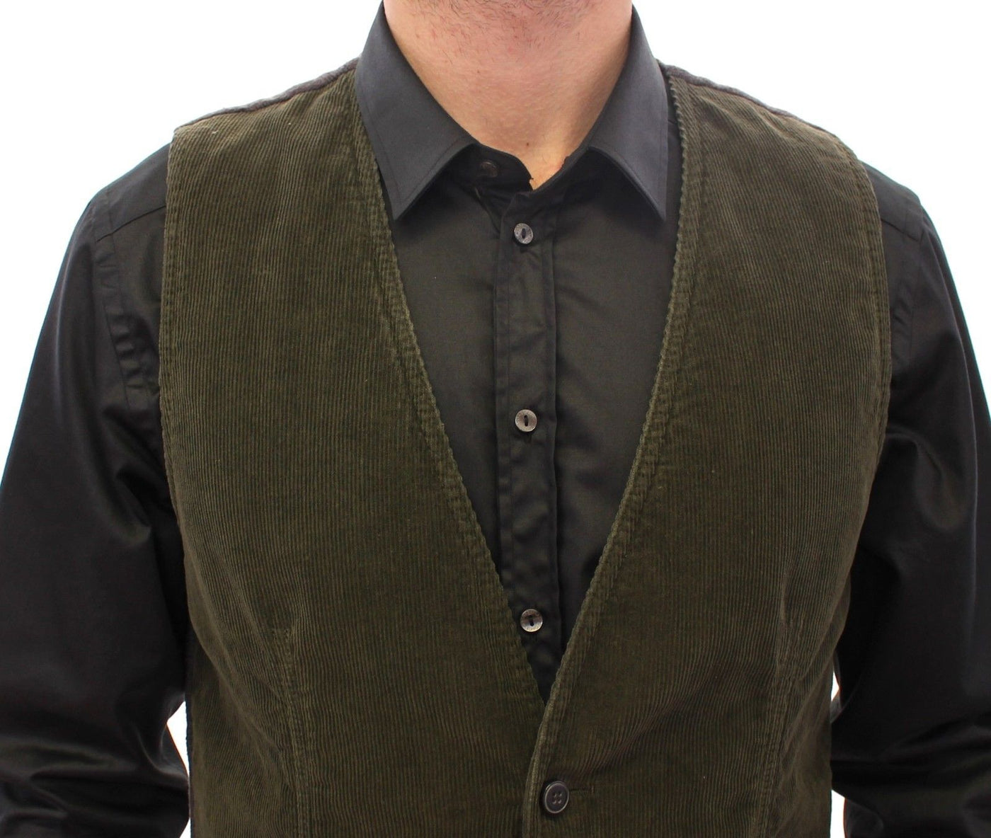 Dolce & Gabbana Green Corduroys Single Breasted Vest