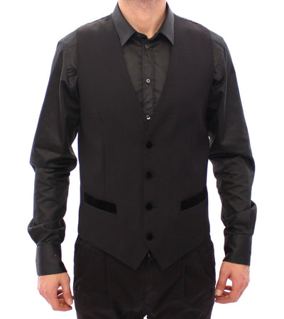 Dolce & Gabbana Black Wool Formal Dress Vest Gilet Weste