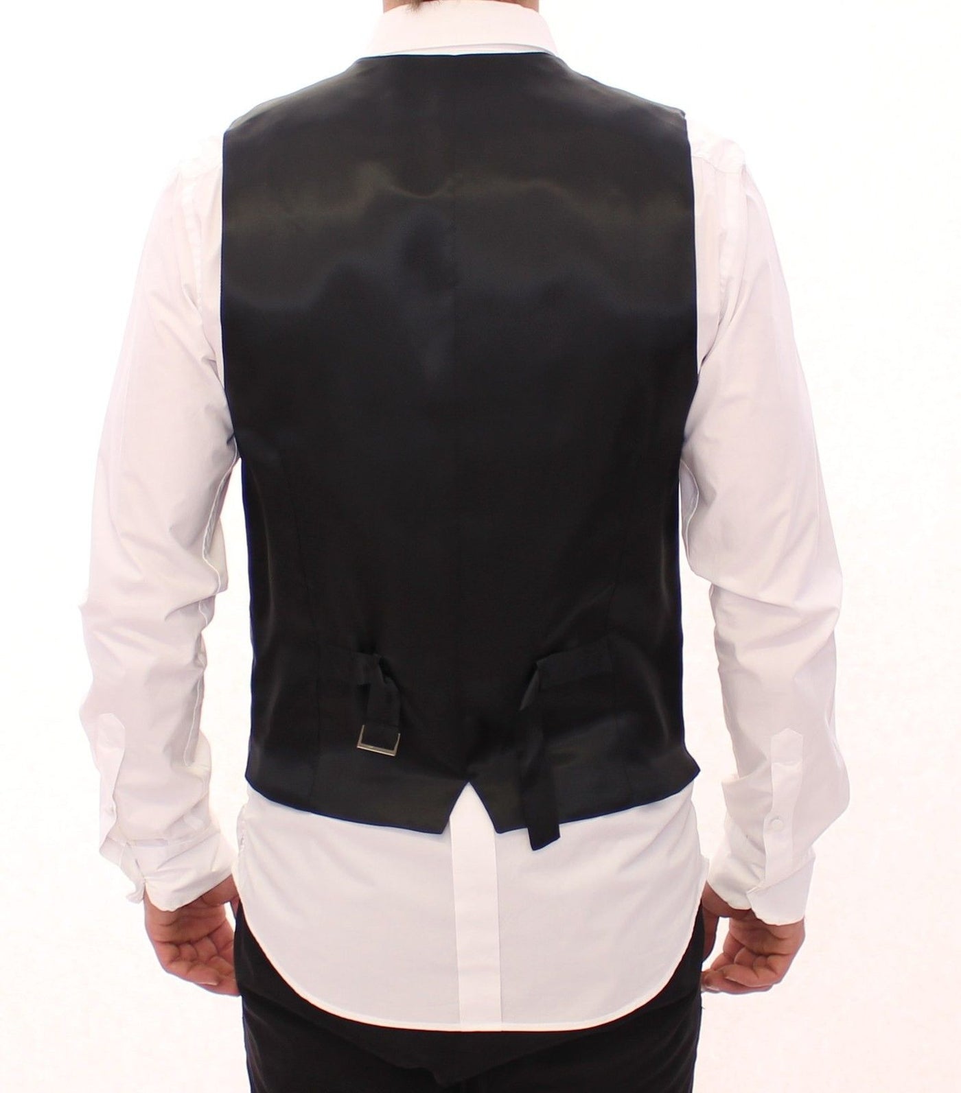 Dolce & Gabbana Gray Striped Wool Single Breasted Vest