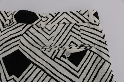 Dolce & Gabbana White Black Striped Casual Shorts