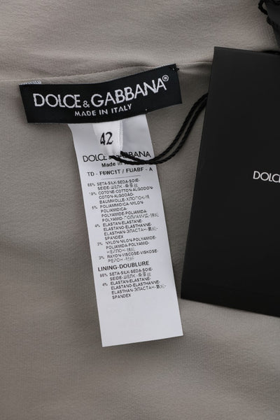 Dolce & Gabbana Gray Floral Applique Lace Kaftan Dress