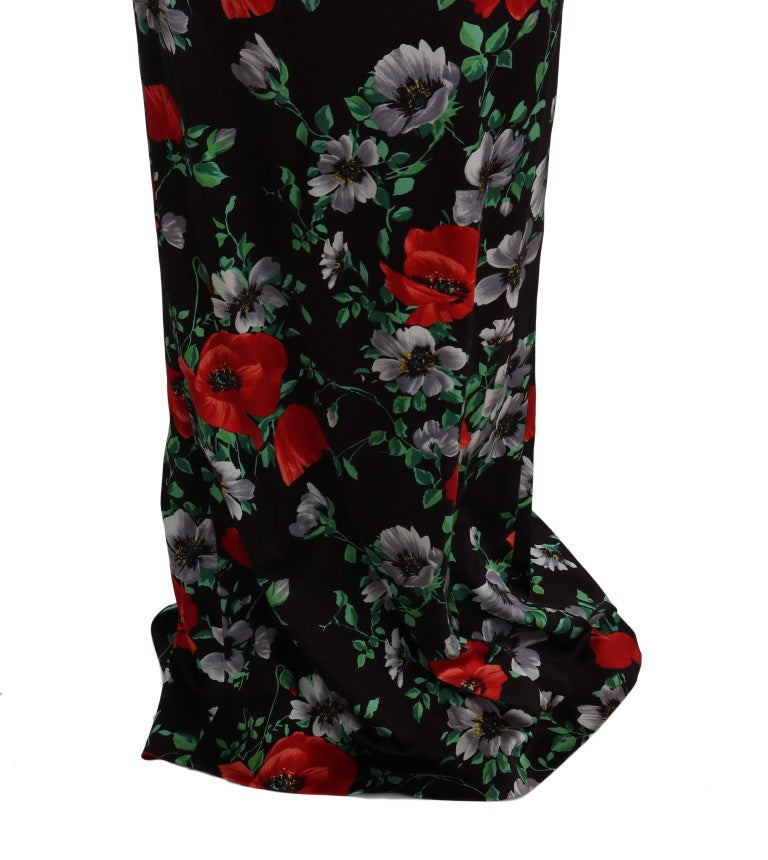 Dolce & Gabbana Multicolor Floral Print Stretch Sheath Long Dress