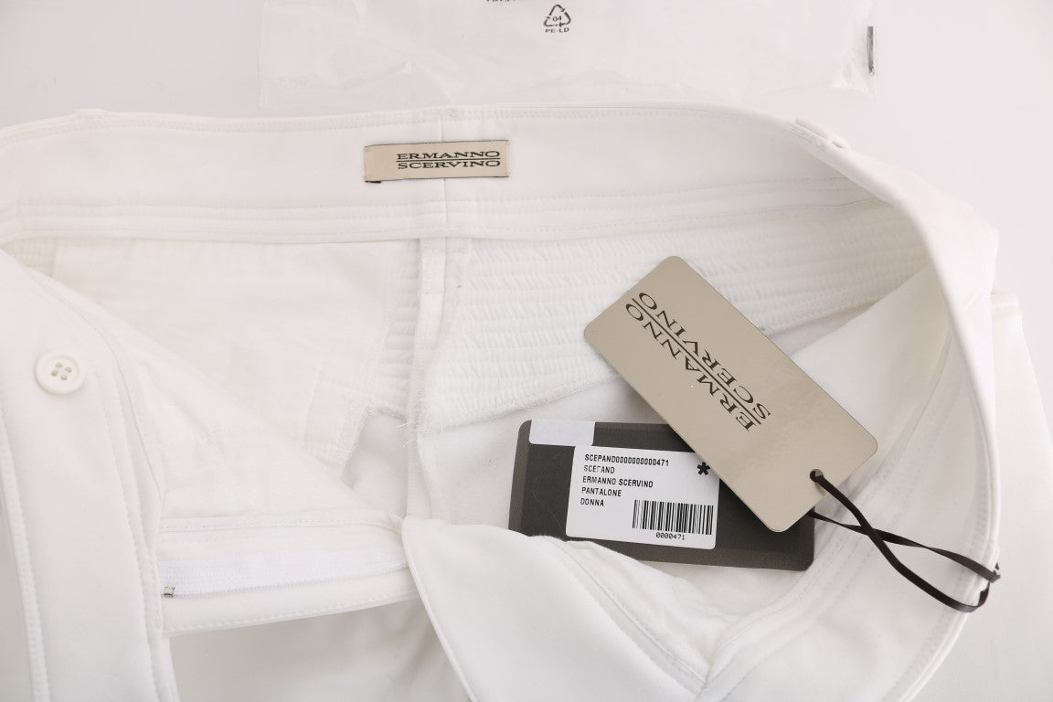 Ermanno Scervino White Cotton Slim Fit Casual Pants