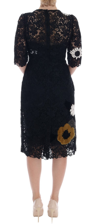 Dolce & Gabbana Black Floral Lace Floral Sicily Dress
