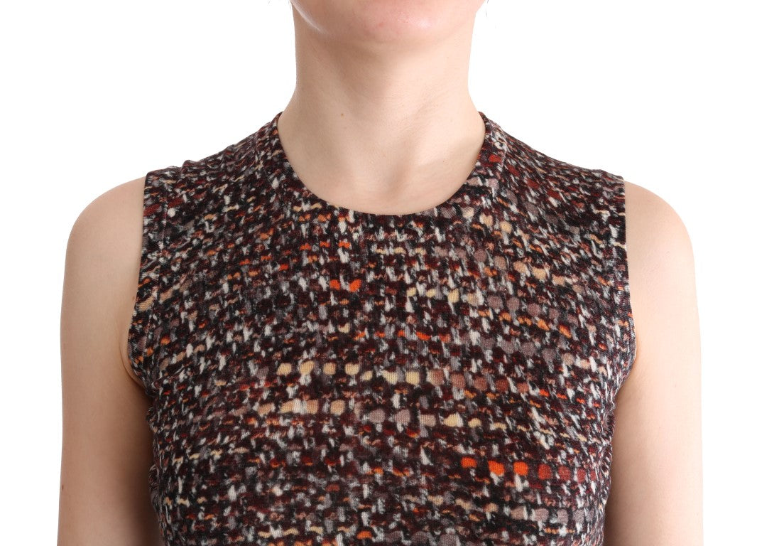 Dolce & Gabbana Multicolor Print Knit Top Wool T-shirt