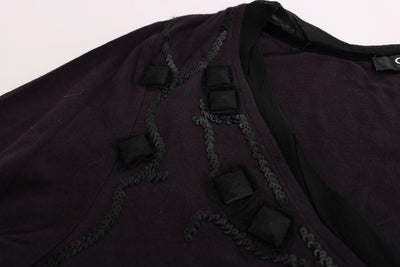 Costume National Purple V-neck Cotton T-shirt