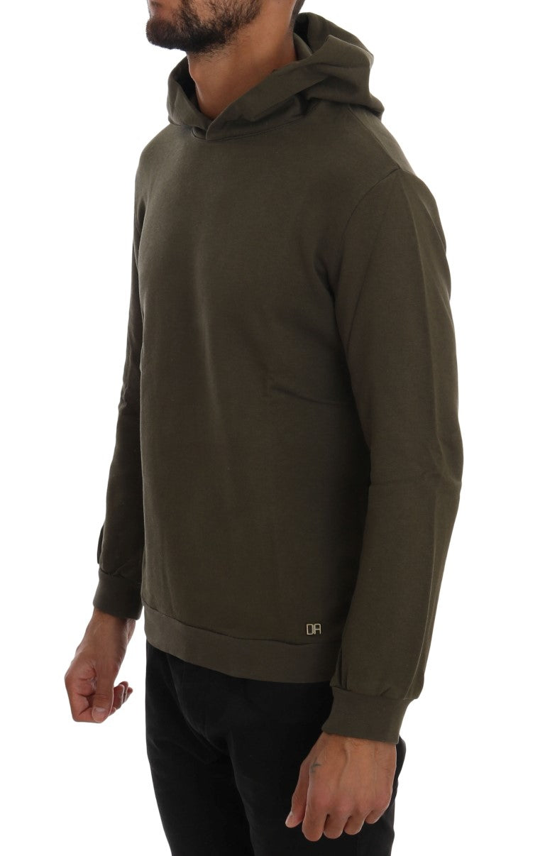 Daniele Alessandrini Green Pullover Hodded Cotton Sweater