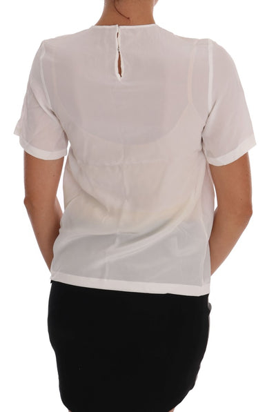 Dolce & Gabbana White Silk ITALIA IS LOVE Blouse T-shirt