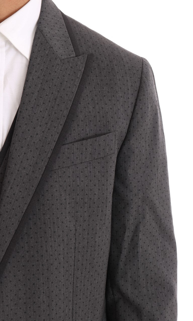 Dolce & Gabbana Gray Wool Long 3 Piece Two Button Suit