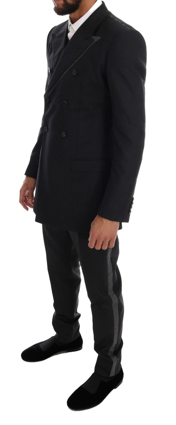 Dolce & Gabbana Gray Wool Double Breasted 3 Piece Suit