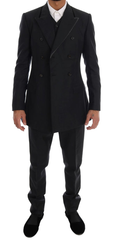 Dolce & Gabbana Gray Wool Double Breasted 3 Piece Suit
