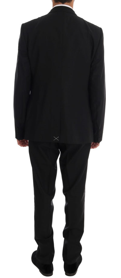 Dolce & Gabbana Black Wool Double Breasted Slim Fit Suit
