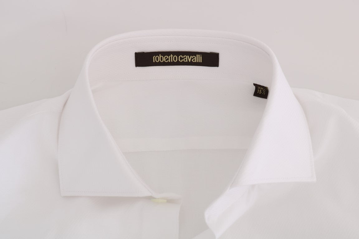 Cavalli White Striped Slim Fit Shirt