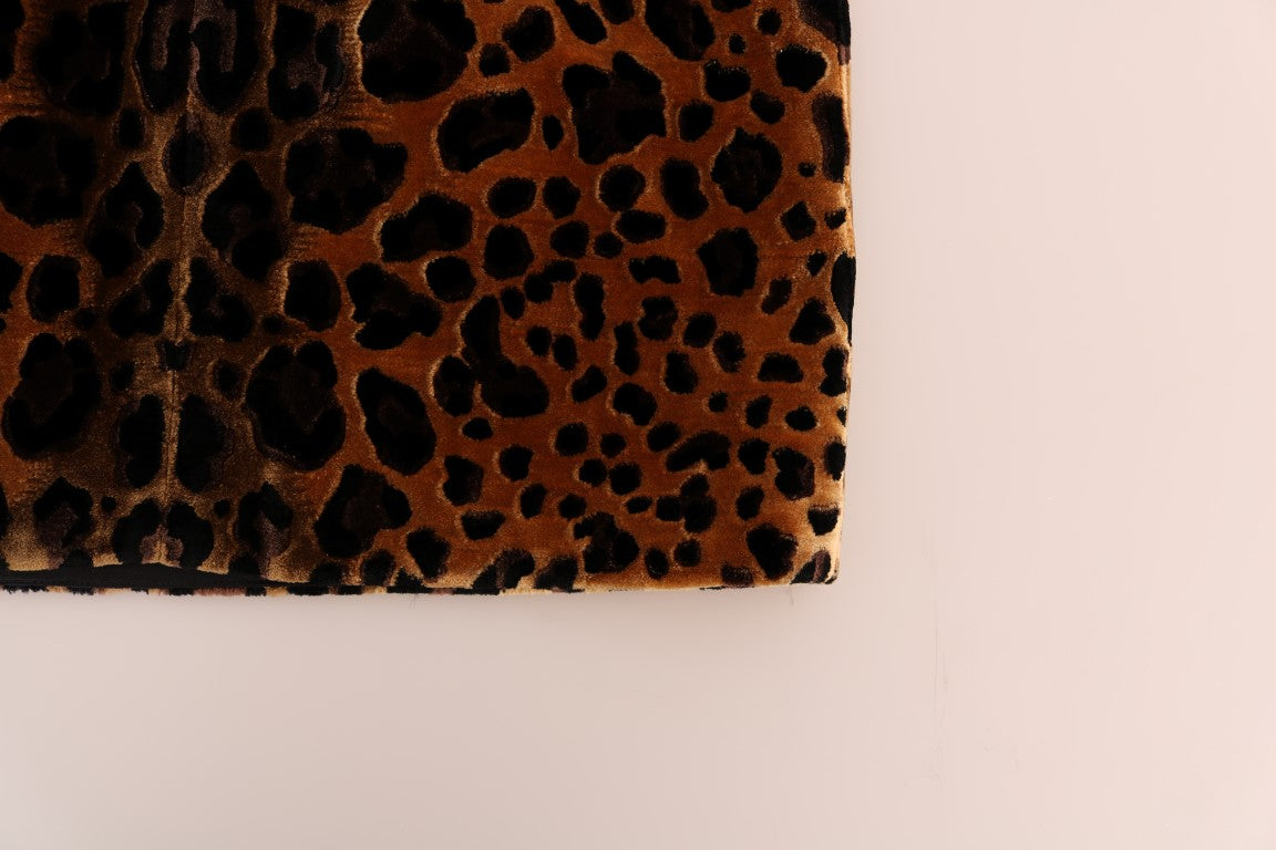 Dolce & Gabbana Brown Leopard Print Silk Sheath Dress