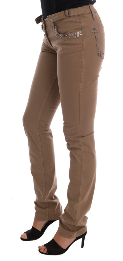 Costume National Beige Cotton Stretch Slim Fit Jeans