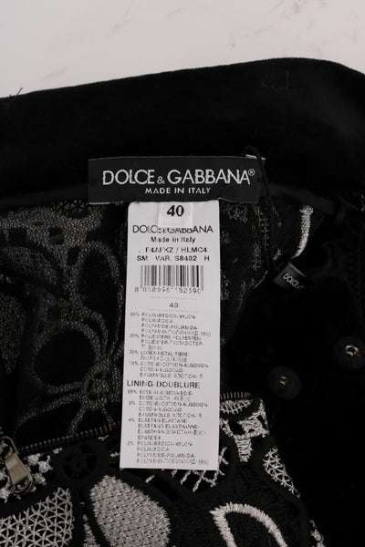 Dolce & Gabbana Floral Macramé Lace Crystal Button Skirt