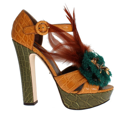 Dolce & Gabbana Caiman Crocodile Leather Crystal Shoes
