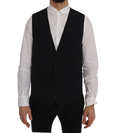 Dolce & Gabbana Black STAFF Wool Striped Vest