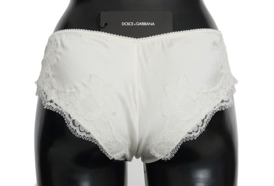 Dolce & Gabbana White Silk Lace Underwear Briefs