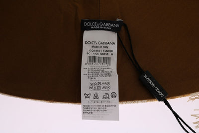Dolce & Gabbana Beige Gold Jacquard Cotton Scarf