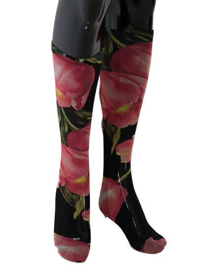 Dolce & Gabbana Multicolor Floral Tulip Nylon Socks