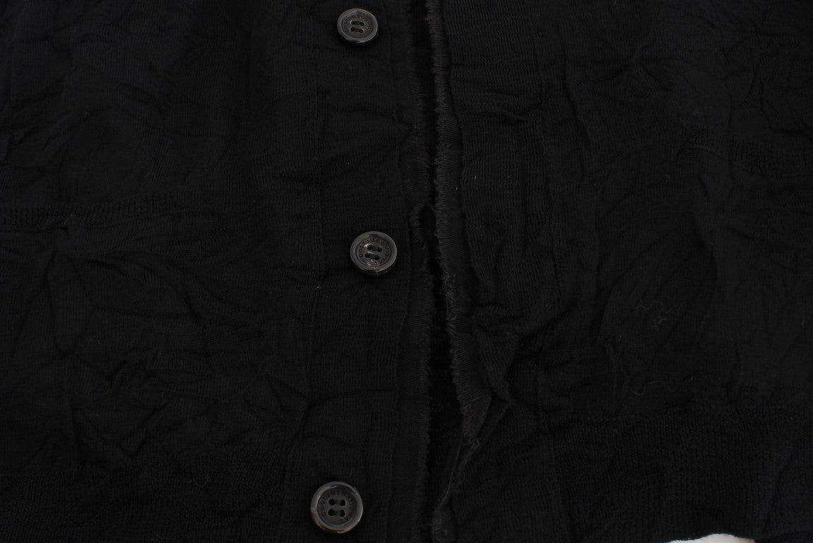 Costume National Black Fine Wool Button Cardigan