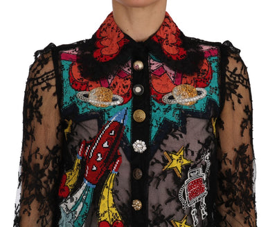 Dolce & Gabbana Black Lace Crystal SPACE Shirt