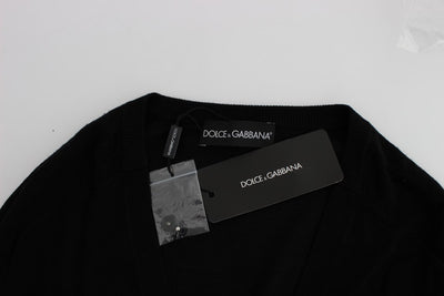 Dolce & Gabbana Black Wool Button Cardigan Sweater
