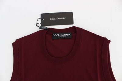 Dolce & Gabbana Red Sleeveless Crewneck Vest Pullover