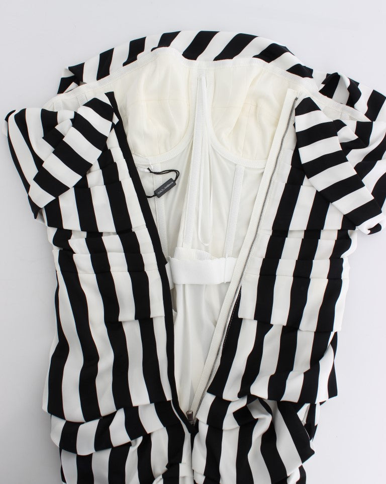 Dolce & Gabbana Black White Silk Stretch Dress