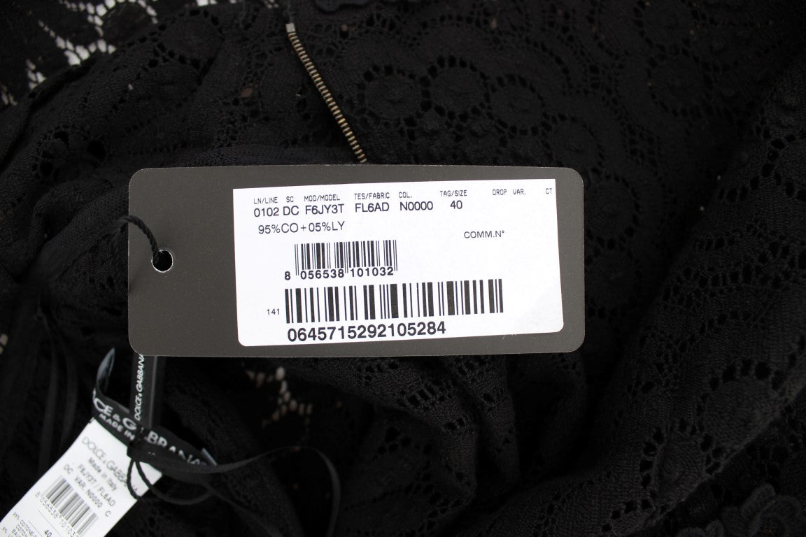 Dolce & Gabbana Black Ricamo Knitted Full Length Maxi Dress