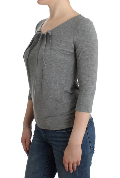 Cavalli Gray 3/4 sleeves jumper top