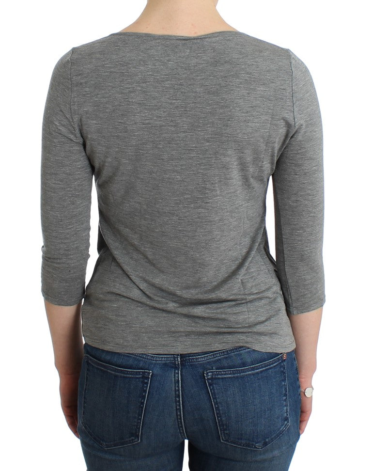 Cavalli Gray 3/4 sleeves jumper top