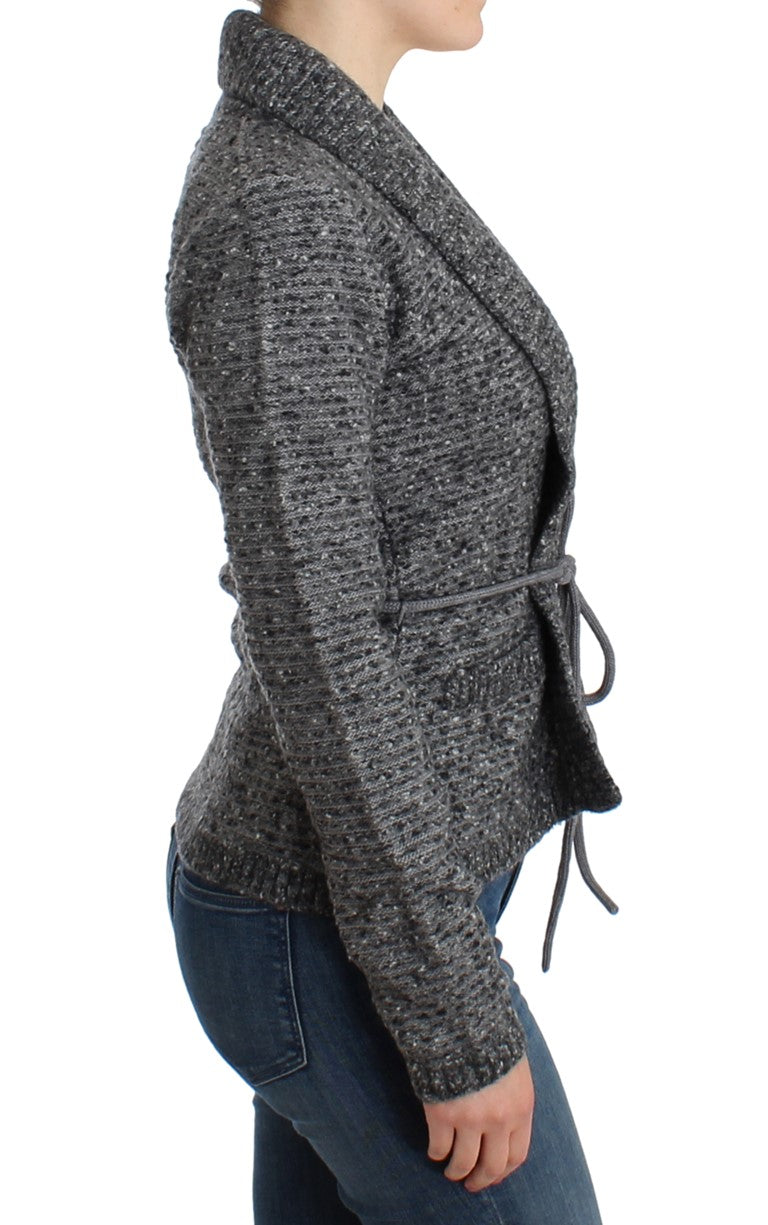 Cavalli Gray wool knitted cardigan