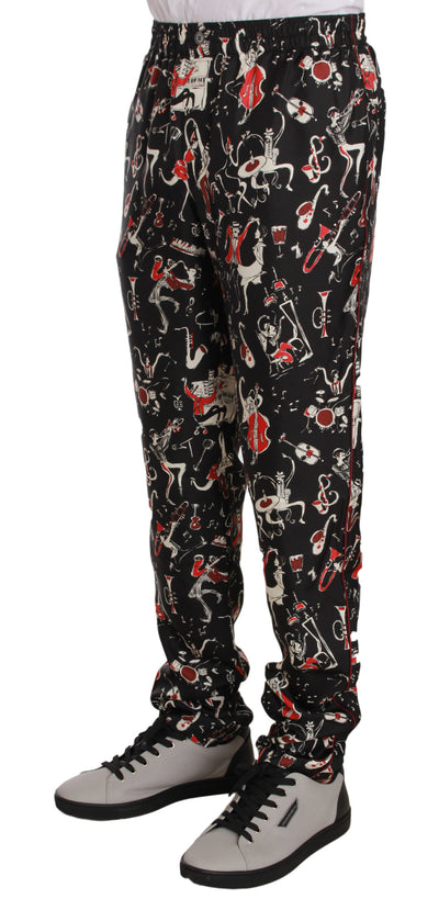 Dolce & Gabbana Red Musical Instrument Print Sleepwear Pants