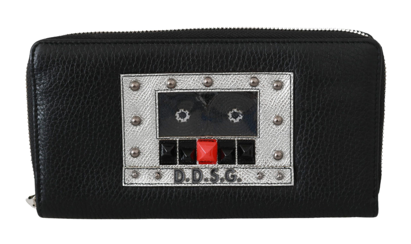 Dolce & Gabbana Black Mens Zipper Continental Purse 100% Leather Wallet
